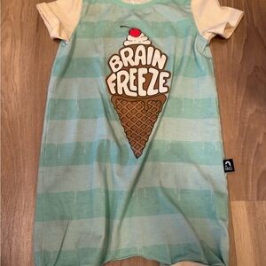 Brain Freeze Ice Cream Kids Tee - Aqua and Cream